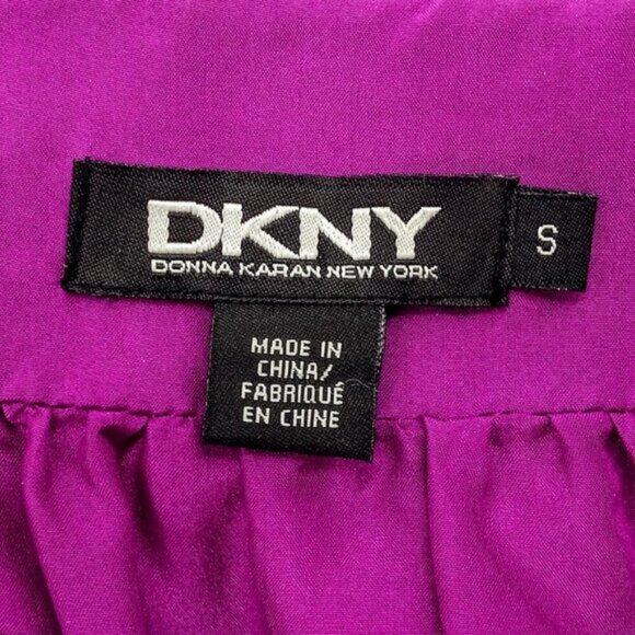 DKNY Magenta Pink Silk Full Zip Short Sleeve Jacket - Picture 4 of 6